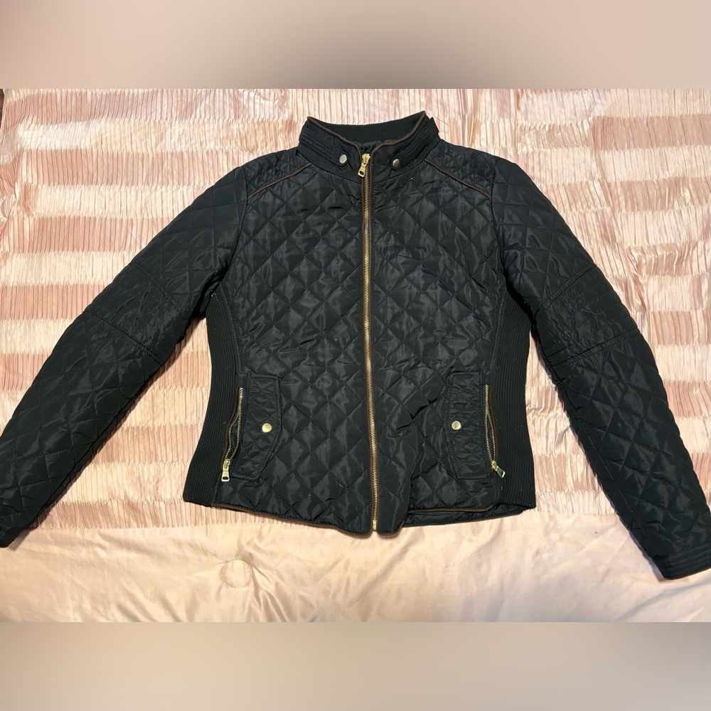 LOVETREE quilted gold trim jacket